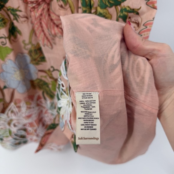 Soft Surroundings Bellicia Floral Embroidered Midi Dress Women's Size Large Pink - Picture 5 of 10